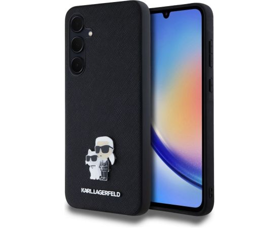 Karl Lagerfeld -  Karl Lagerfeld PU Saffiano Metal Karl and Choupette Case for Samsung Galaxy A35 5G Black