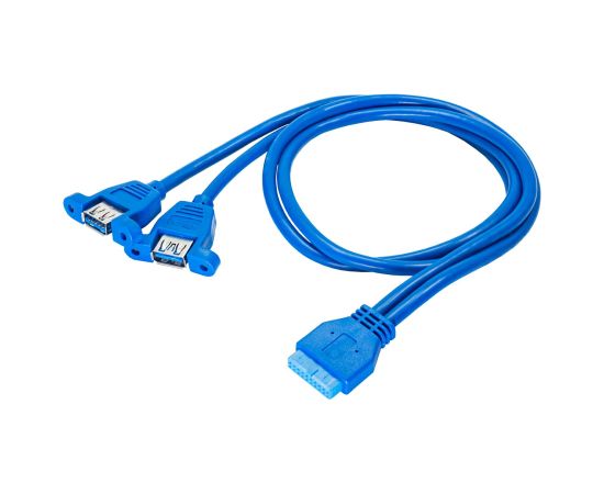 Adapteris ar kabeli Akyga AK-CA-62 2x USB A 3.0 A (f) | USB 19 pin (f) 65cm