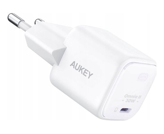 AUKEY WALL CHARGER GAN USB-C, PD 30W, WHITE
