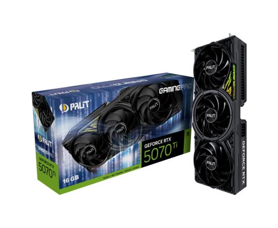 Graphics Card PALIT NVIDIA GeForce RTX 5070 Ti 16 GB GDDR7 256 bit PCIE 5.0 16x GPU 2295 MHz Triple slot Fansink 1xHDMI 3xDisplayPort NE7507T019T2-GB2031Y