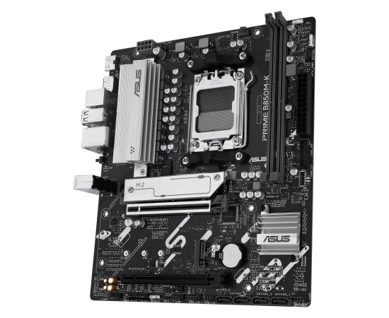 Mainboard ASUS AMD B850 SAM5 Micro-ATX Memory DDR5 Memory slots 2 1xPCI-Express 4.0 16x 1xPCI-Express 5.0 16x 2xM.2 1xHDMI 1xDisplayPort 4xUSB 2.0 4xUSB 3.2 1xPS/2 3xAudio port PRIMEB850M-K