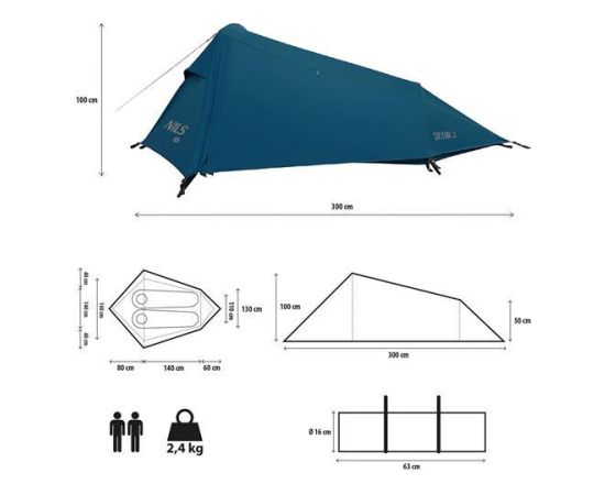Telts NC2502 TENT ULTRA LIGHT SKYAIR 2 BLUE NILS CAMP