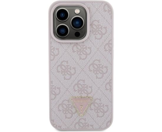 Guess PU Leather 4G Triangle Strass Case Aizsargapvalks Priekš iPhone 15 Pro