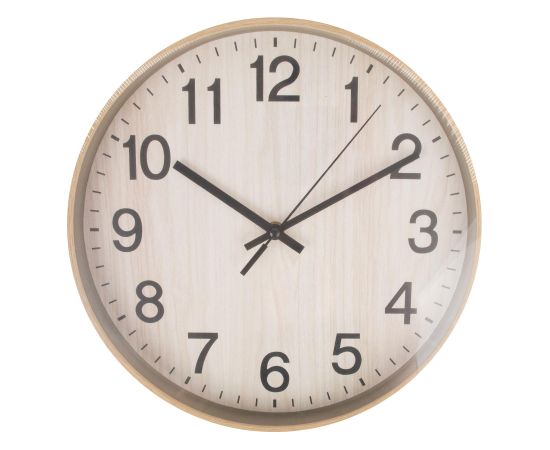 Wall clock WOODY D30cm, light wood texture