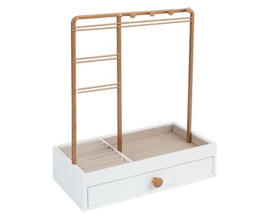 Juvelierizstrādājumu statīvs LARA H26cm, ar atvilktni, balts
