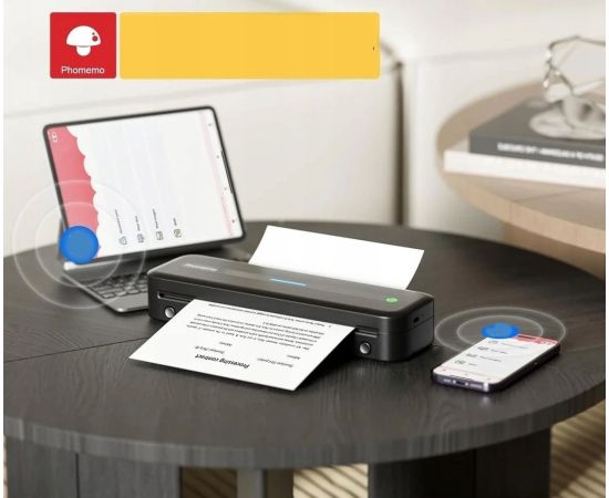 Pārnēsājams A4 termoprinteris bez tintes Bluetooth Ios/Android / Phomemo / M832 / Pelēks