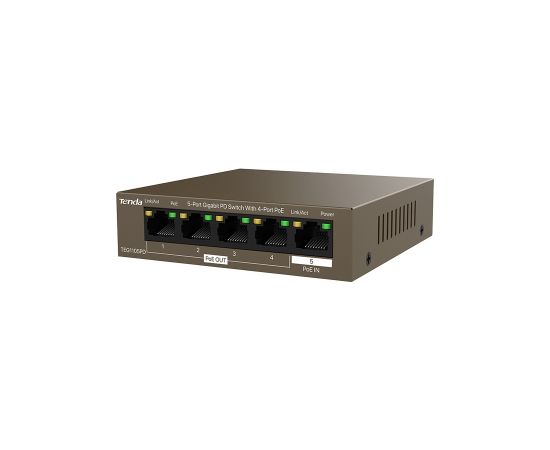 Tenda TEG1105PD network switch Gigabit Ethernet (10/100/1000) Power over Ethernet (PoE) Brown