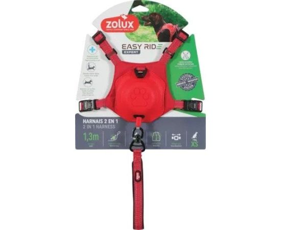 ZOLUX Szelki dla psa ze smyczą automatyczną Easyride XS czerwone
