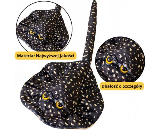 Leantoys Maskotka Pluszowa Płaszczka Przytulanka Czarna W Kropki 50cm