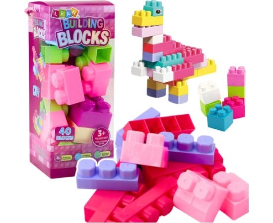 Leantoys Klocki W Pudełku Duże Budowlane Zestaw Kolorowe 40ele.