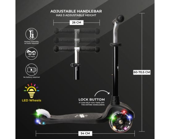 Story Mini LED trīsriteņu skrejritenis Black