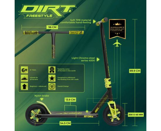 Skrejritenis Story Dirt Freestyle 89.9 cm Yellow