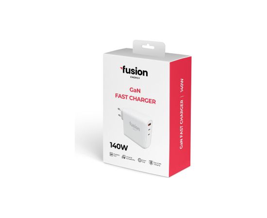 Fusion Energy lādētājs 2 x USB-C | USB-A | 140W | 3A balts (saderīgs ar Macbook | Dell | HP | ASUS)