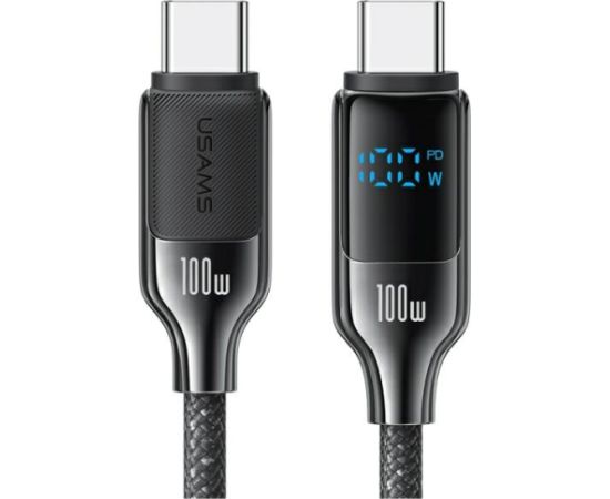 USAMS Kabelis USB-C USB-C 100W 1.2m digitālais displejs, cinka sakausējums, ātra uzlāde, datu kabelis HX sērija SJ742USB02 (US-SJ742)