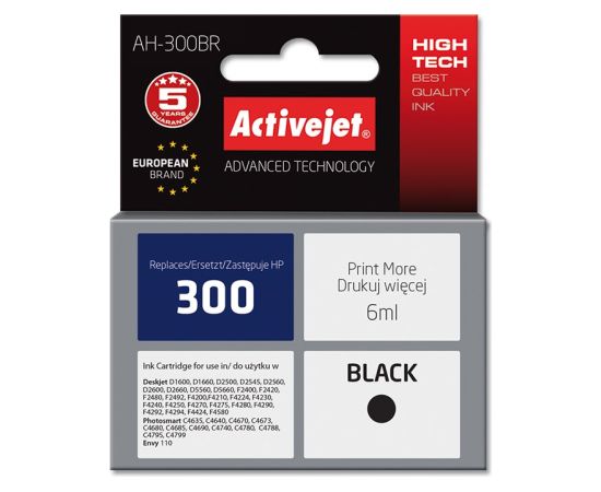 Activejet AH-300BR ink (replacement for HP 300 CC640EE; Premium; 6 ml; black)
