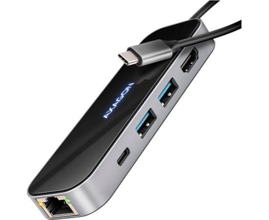 AXAGON HMC-6GLN 2x USB-A 5Gbps, 1x USB-C 5Gbps, 4K/60Hz HDMI, RJ-45, USB 3.2 Gen 1 hub, PD 100W, 20cm USB-C cable