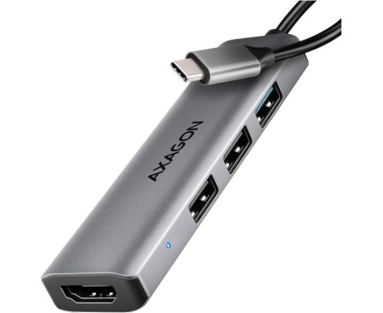 AXAGON HMC-H3A 3x USB-A (2x USB2.0, 1x USB3.0) + HDMI 4K 30Hz, 3.2 Gen 1 hub, metal, 15cm USB-C cable