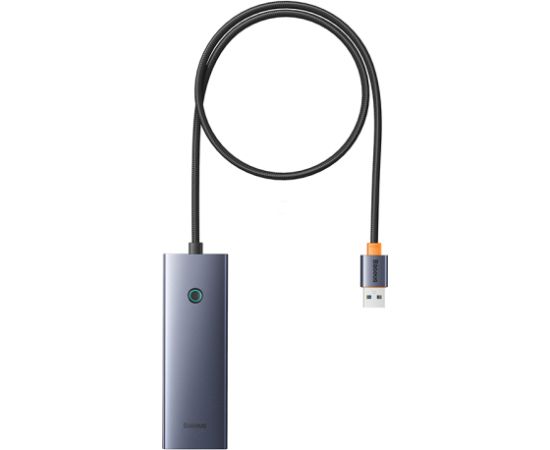 Baseus Sakabinātājs USB-A uz USB 3.0 4 porti + USB-C barošanas ports 50 cm, pelēks