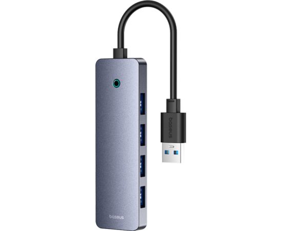 Baseus Sakabinātājs USB-A uz USB 3.0 4 porti + USB-C barošanas ports 15 cm, pelēks