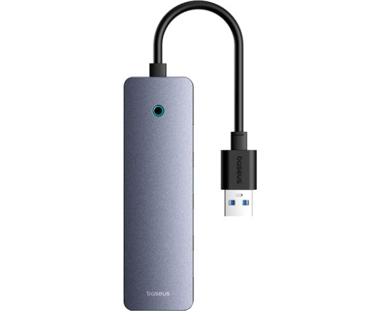 Baseus Sakabinātājs USB-A uz USB 3.0 4 porti + USB-C barošanas ports 15 cm, pelēks
