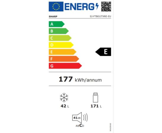 SHARP SJ-FTB01ITXRE-EU ledusskapis ar saldētavu 145cm sarkans