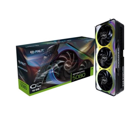 Graphics Card PALIT NVIDIA GeForce RTX 5080 16 GB GDDR7 256 bit PCIE 5.0 16x GPU 2295 MHz Triple slot Fansink 1xHDMI 3xDisplayPort NE75080T19T2-GB2030G