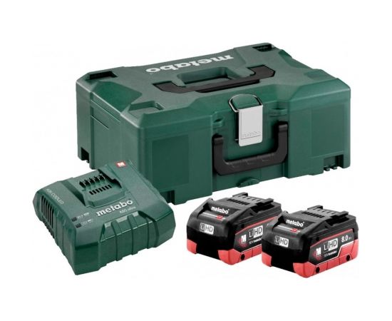 Basic set: 2 x 8,0 Ah LiHD + charger ASC Ultra + Metaloc, Metabo