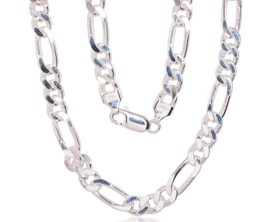 Sudraba ķēdīte Figaro 7 mm, dimantu apstrādājums #2400142, Sudrabs 925°, garums: 55 cm, 37.9 gr.