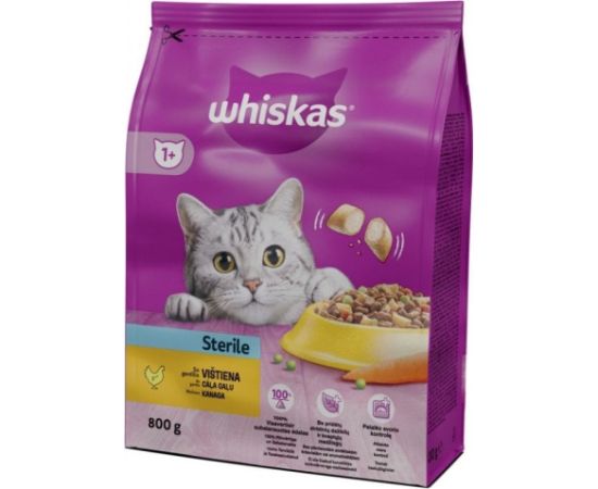 DRY CAT FOOD WHISKAS STERILE CHICKE 800G