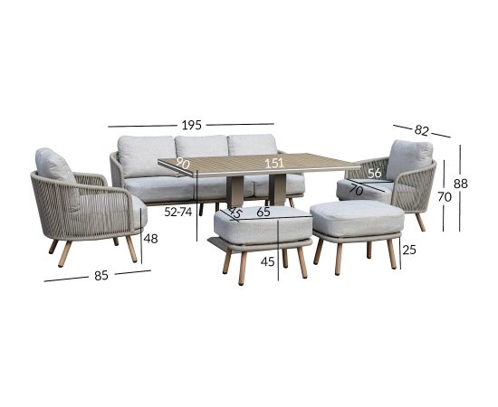 Garden furniture set MALISE 6-parts, beige