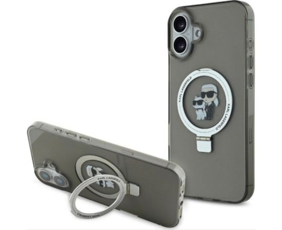 Karl Lagerfeld Apple  iPhone 16 Ringstand Karl and Choupette MagSafe Case Black