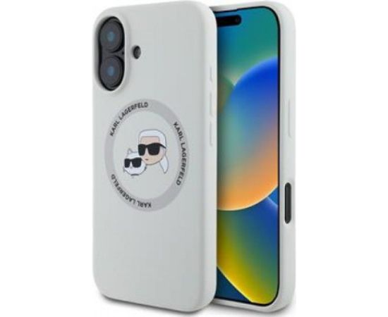 Karl Lagerfeld Apple  iPhone 16 Liquid Silicone K&CH Heads MagSafe Case Beige