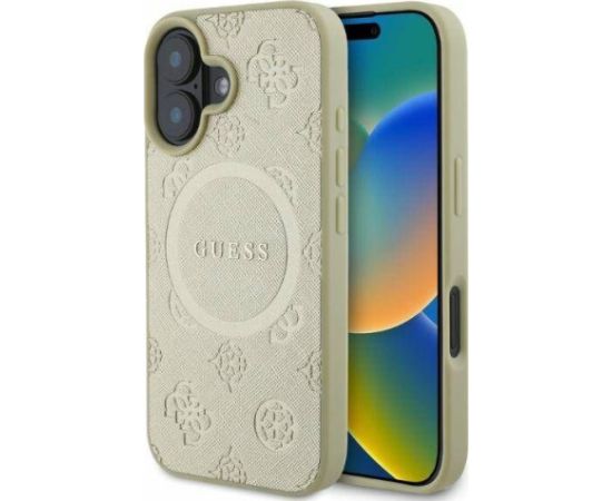 Guess Apple  iPhone 16 Saffiano Peony Stamp MagSafe Case Gold