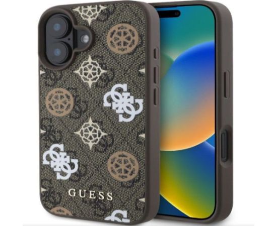 Guess Apple  iPhone 16 PU 4G Peony MagSafe Case Brown