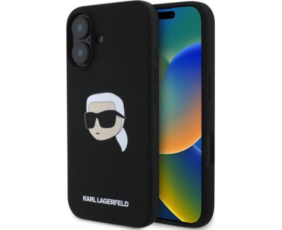 Karl Lagerfeld Apple  iPhone 16 hardcase Silicone Karl Head Print MagSafe Black