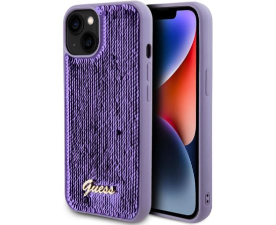 Guess -  Guess Sequin Script Logo Case for iPhone 13 Purple