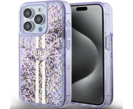Guess Apple  iPhone 15 Pro PC/TPU Liquid Glitter Gold Stripe Case