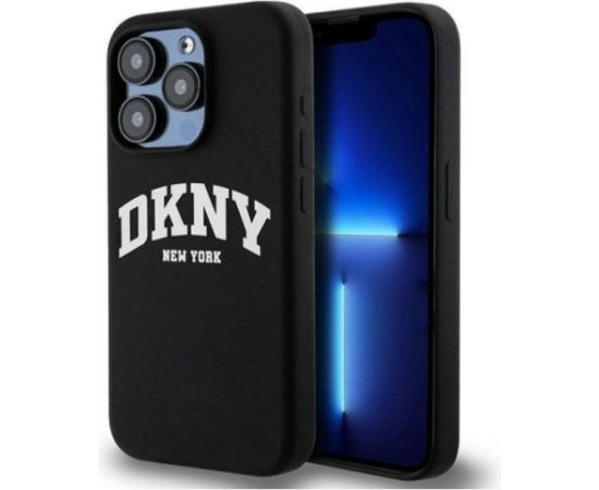 DKNY Apple  iPhone 14 Pro 6.1 hardcase Liquid Silicone White Printed Logo MagSafe Black