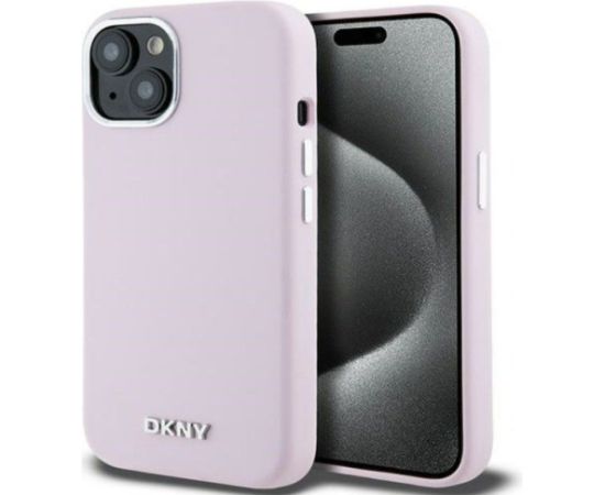 DKNY Apple  iPhone 15 hardcase Liquid Silicone Small Metal Logo MagSafe Pink