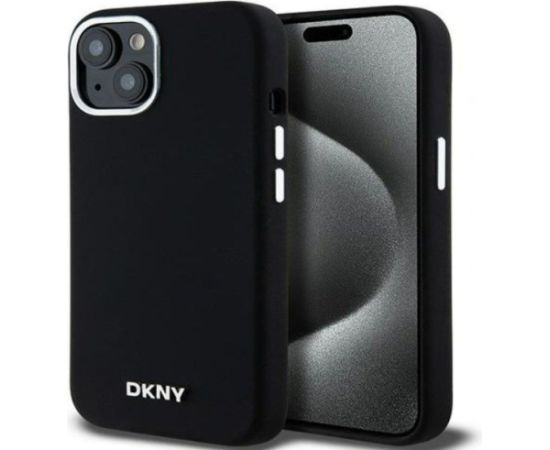 DKNY Apple  iPhone 15 hardcase Liquid Silicone Small Metal Logo MagSafe Black