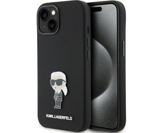 Karl Lagerfeld Apple  Karl Lagerfeld Silicone Ikonik Metal Pin case for iPhone 15 - black