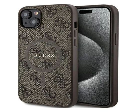 Guess Apple  iPhone 15 4G Collection Leather Metal Logo MagSafe Brown