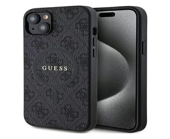 Guess Apple  iPhone 15 4G Collection Leather Metal Logo MagSafe Black