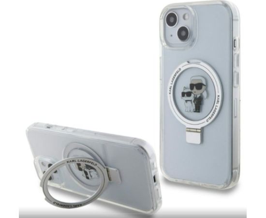 Karl Lagerfeld Apple  iPhone 15 Ringstand Karl and Choupette MagSafe Case White