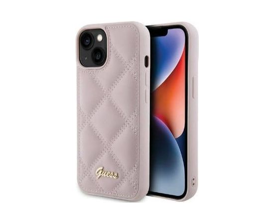 Guess Apple  iPhone 15 HC PU QUILTED METAL LOGO Pink