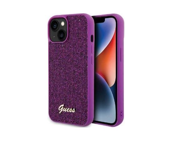 Guess Apple  iPhone 15 HC PU DISCO SCRIPT METAL Purple