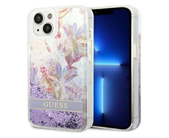 Guess Apple  iPhone 14 6,1 hardcase Flower Liquid Glitter Purple