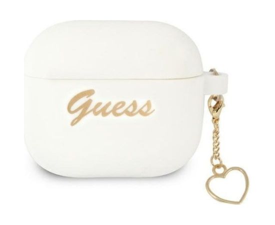 Guess Apple  AirPods 3 cover Silicone Charm Heart Collection White