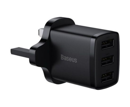 Baseus   Compact wall charger 3x USB 17W UK plug Black