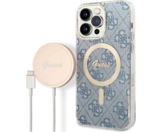 Guess Apple  iPhone 14 Pro Max MagSafe Compatible Case + Wireless Charger Blue